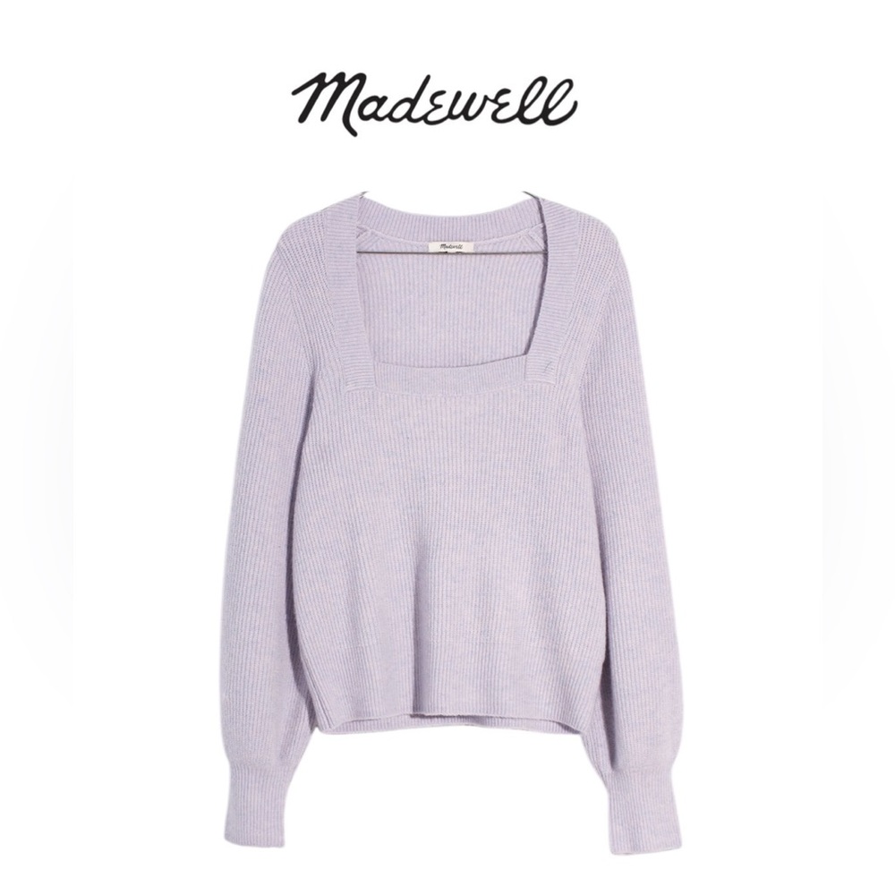 Madewell NWT Melwood Square-Neck Pullover Sweater in Coziest Yarn 2x Lavender